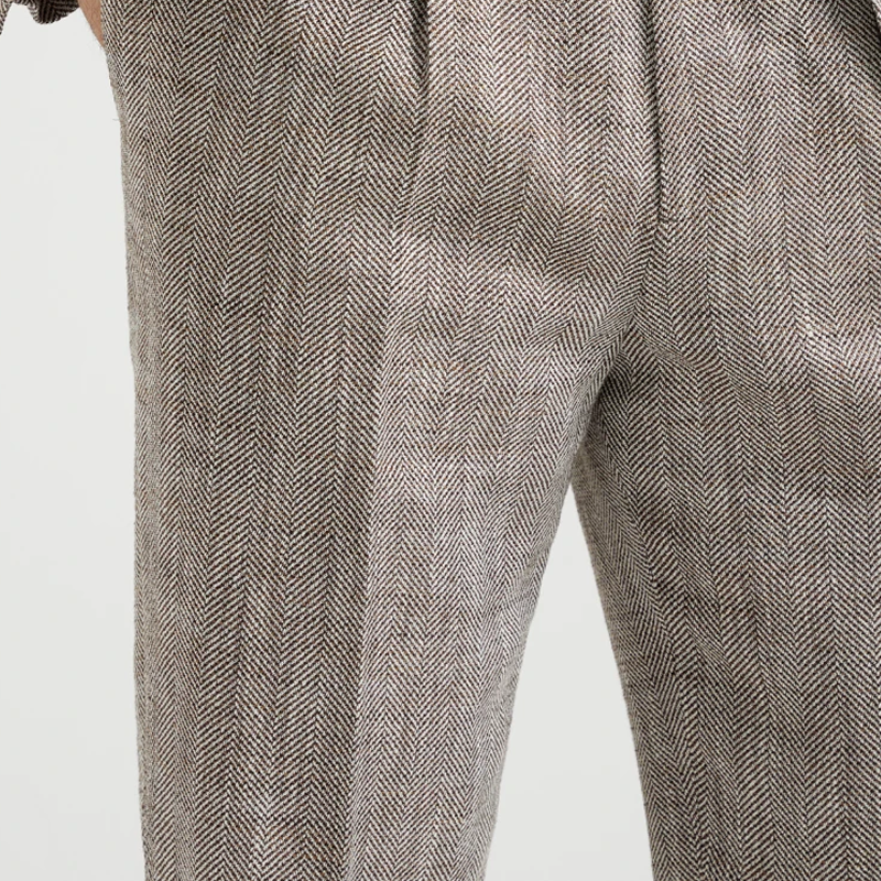 Men's Spring Fashion Classic Retro Herringbone Casual Suit Pants