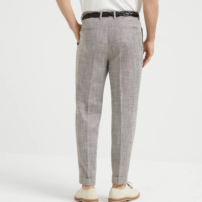 Men's Spring Fashion Classic Retro Herringbone Casual Suit Pants