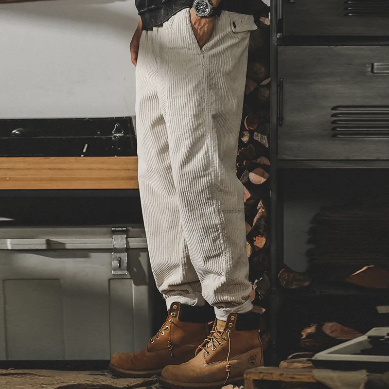 Men's Solid Color Corduroy Straight Casual Pants