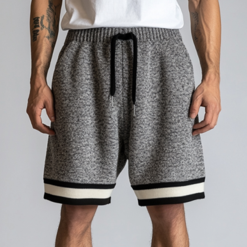 Men's Casual Sports Contrast Color Knitted Elastic Waist Shorts ASW1220D1M