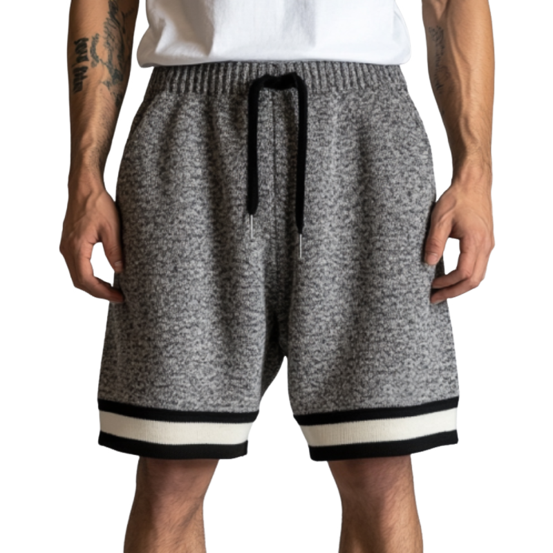 Men's Casual Sports Contrast Color Knitted Elastic Waist Shorts ASW1220D1M