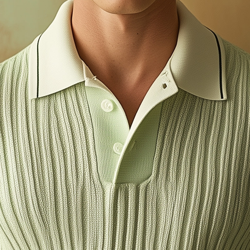 Herren Sommermode Gewebtes Bequemes Langarm-Poloshirt ASW1510D8P