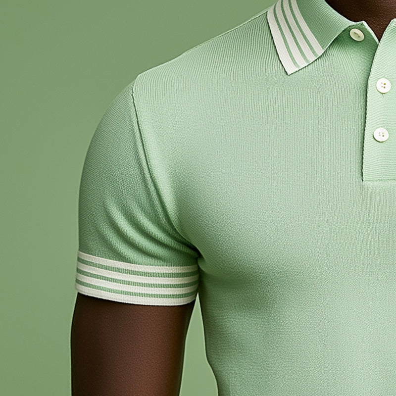 Herren Sommermode Rippstrick Kurzarm Poloshirt ASW1529D5P