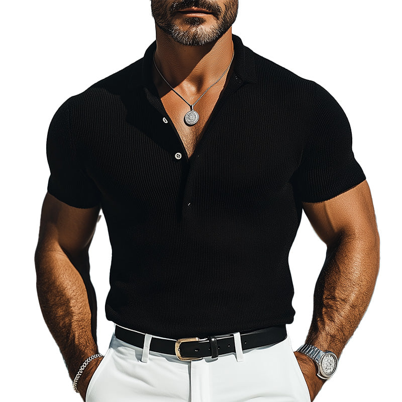 Herren Sommermode Rippstrick Kurzarm Poloshirt ASW1500D1P