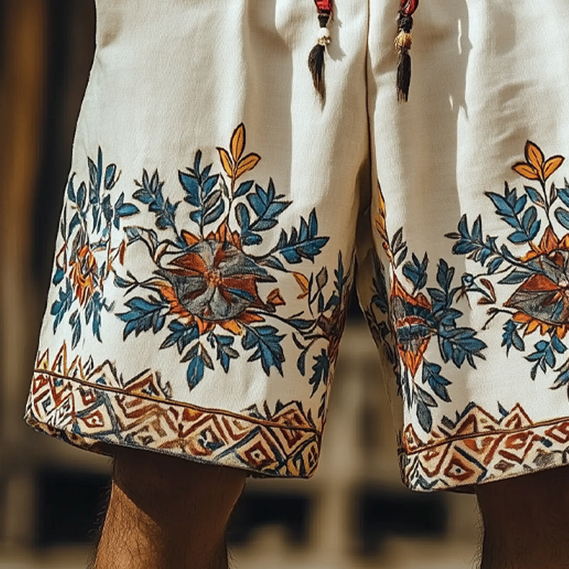 Men's Summer Retro Embroidered Loose Shorts