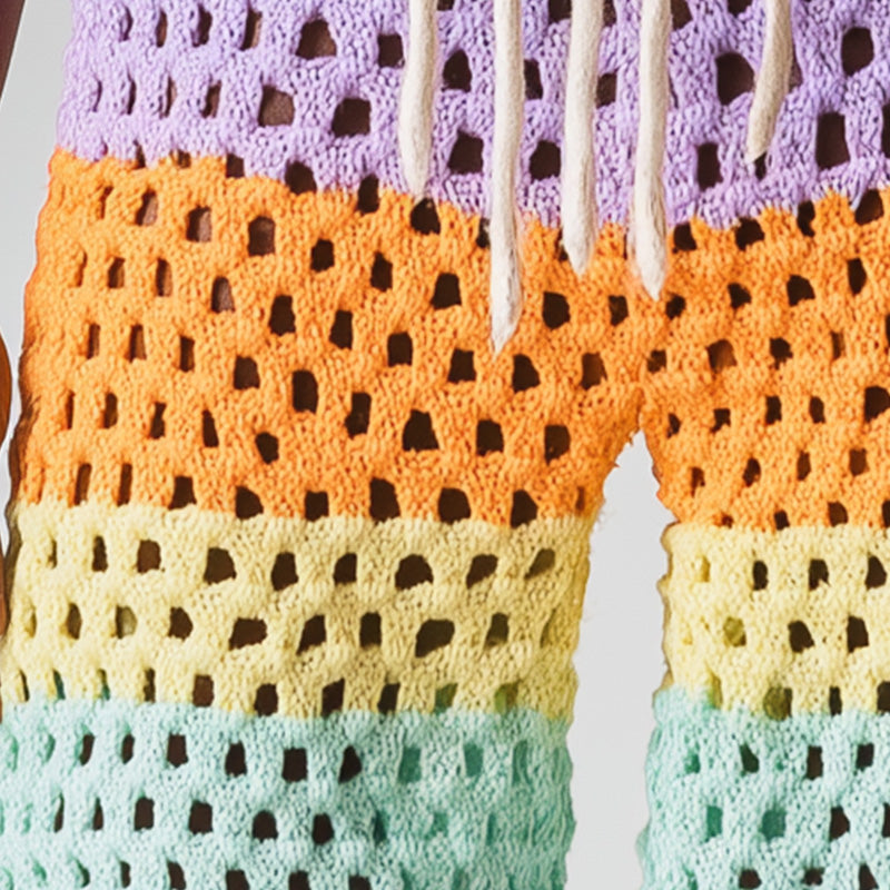 Men's Summer Fashion Hollow Breathable Gradient Woven Beach Shorts ASW2142D1P