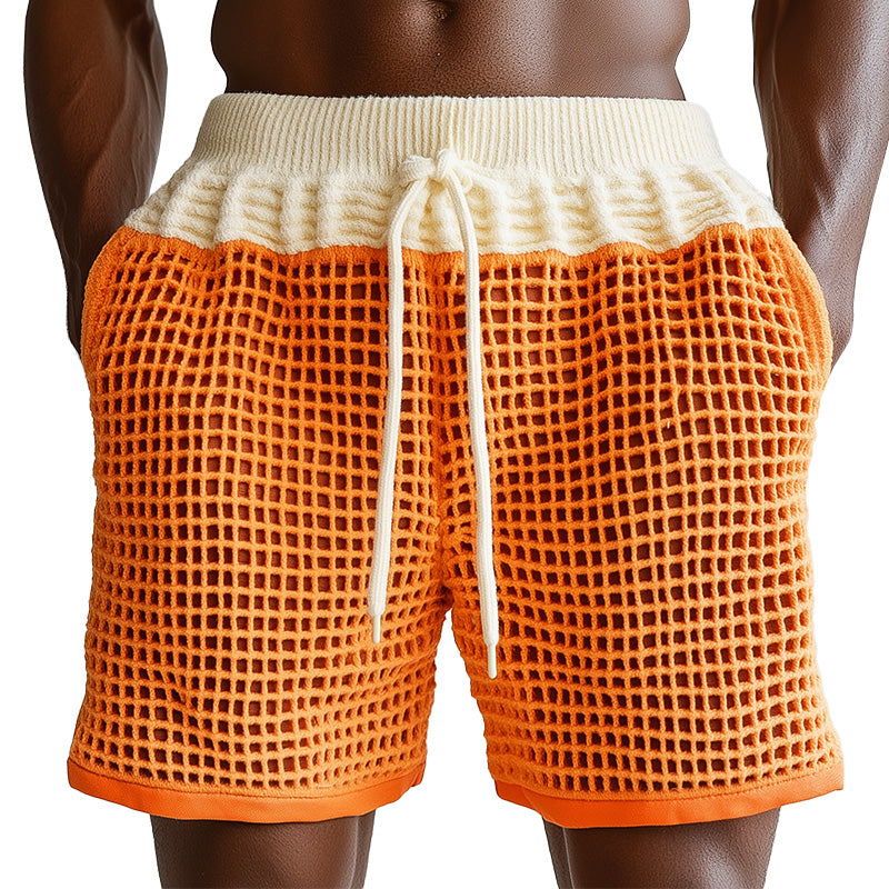 Men's Summer Fashion Hollow Breathable Knitted Shorts ASW2145D1P