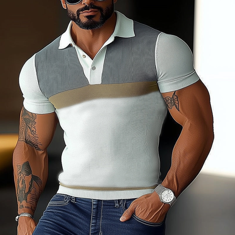 T-shirt slim à col polo et blocs de couleurs pour homme ASW2145D8U