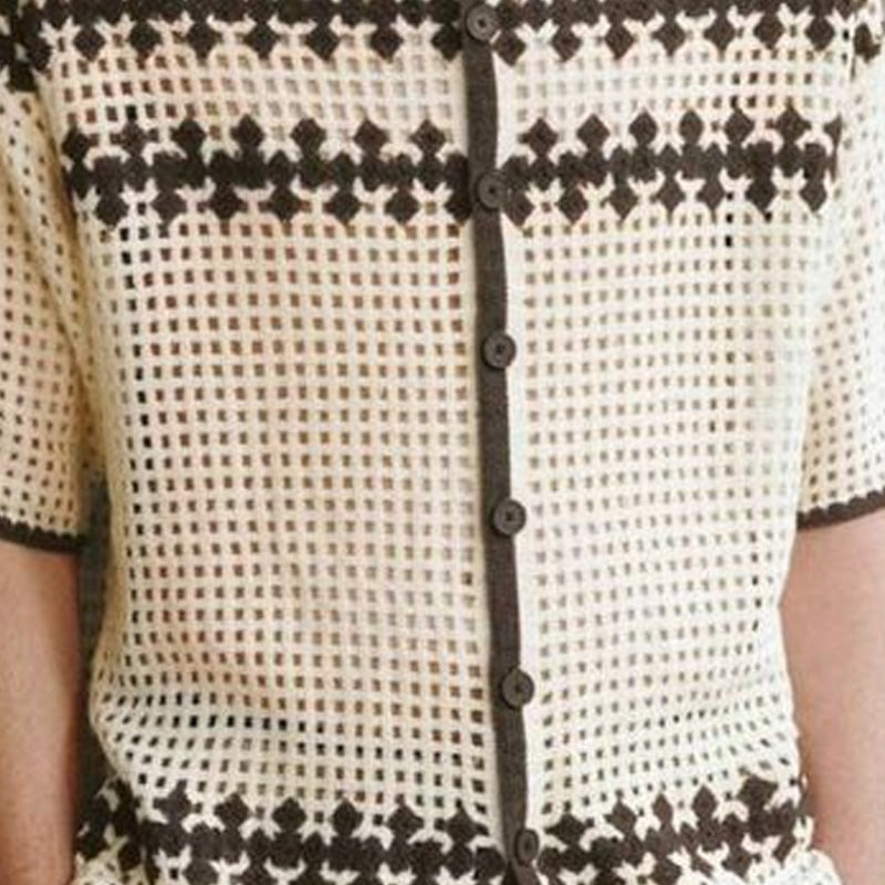 Men's Summer Striped Breathable Comfort Knitted Short Sleeve Shirt ASW2255D9P