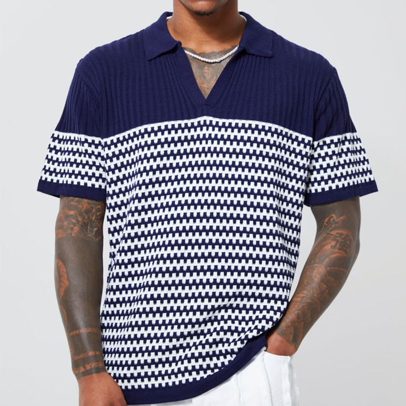 Men's Summer Loose Comfortable Breathable Knitted Short Sleeve Shirt ASW2306D8P