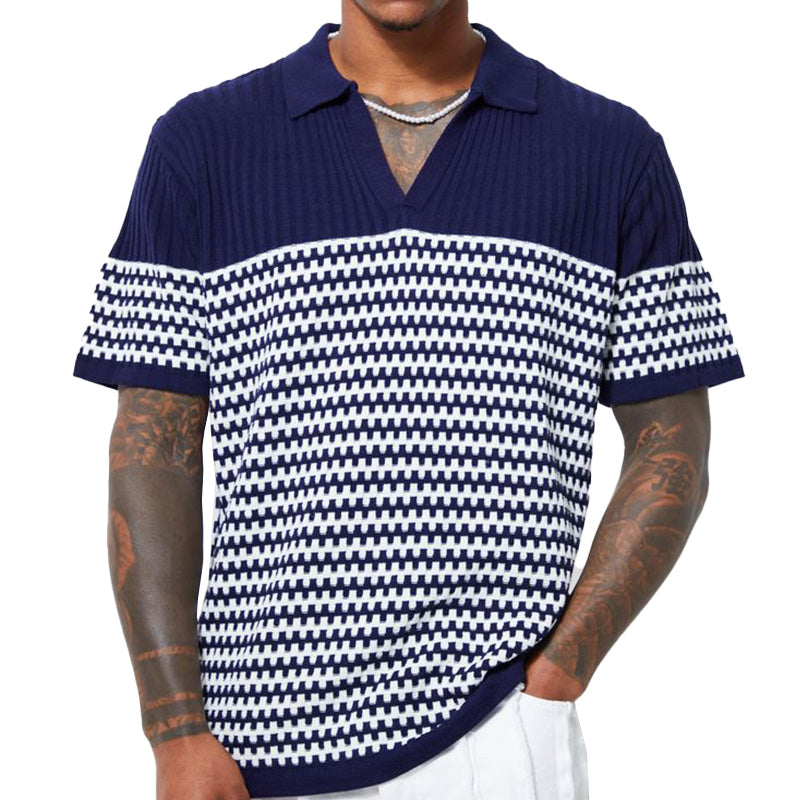 Men's Summer Loose Comfortable Breathable Knitted Short Sleeve Shirt ASW2306D8P