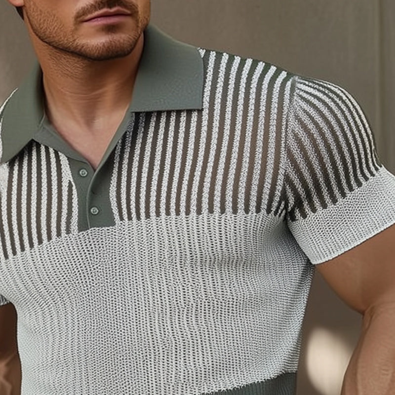 Herren Sommer Business Polokragen Strick T-Shirt ASW2331D5U