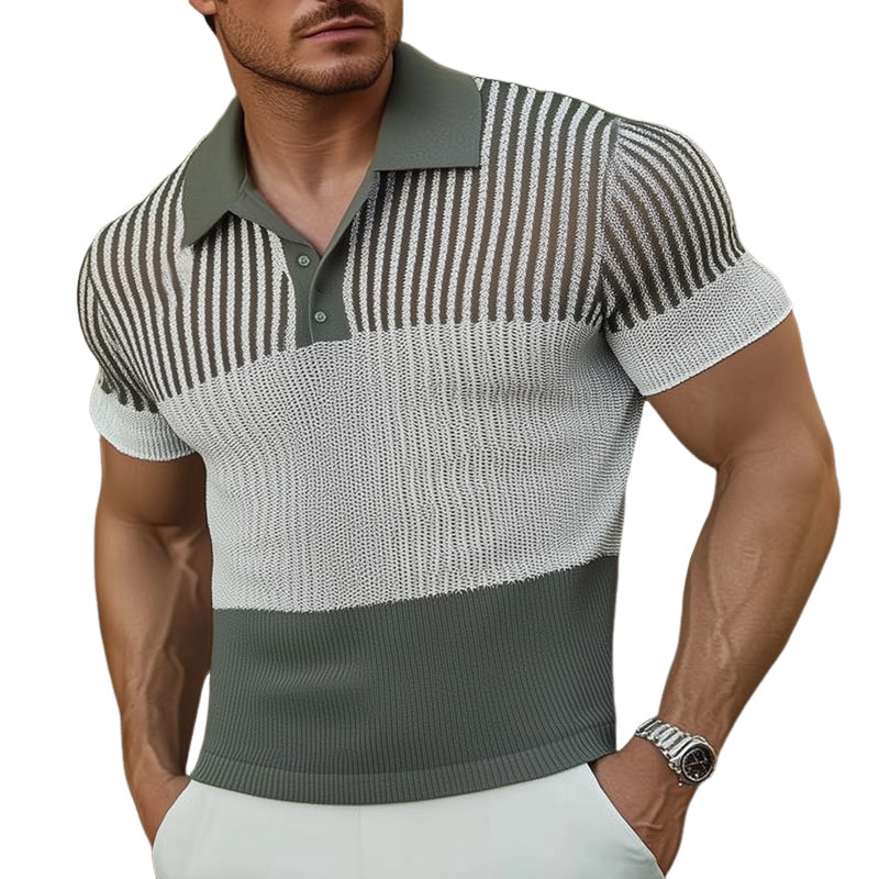 Herren Sommer Business Polokragen Strick T-Shirt ASW2331D5U