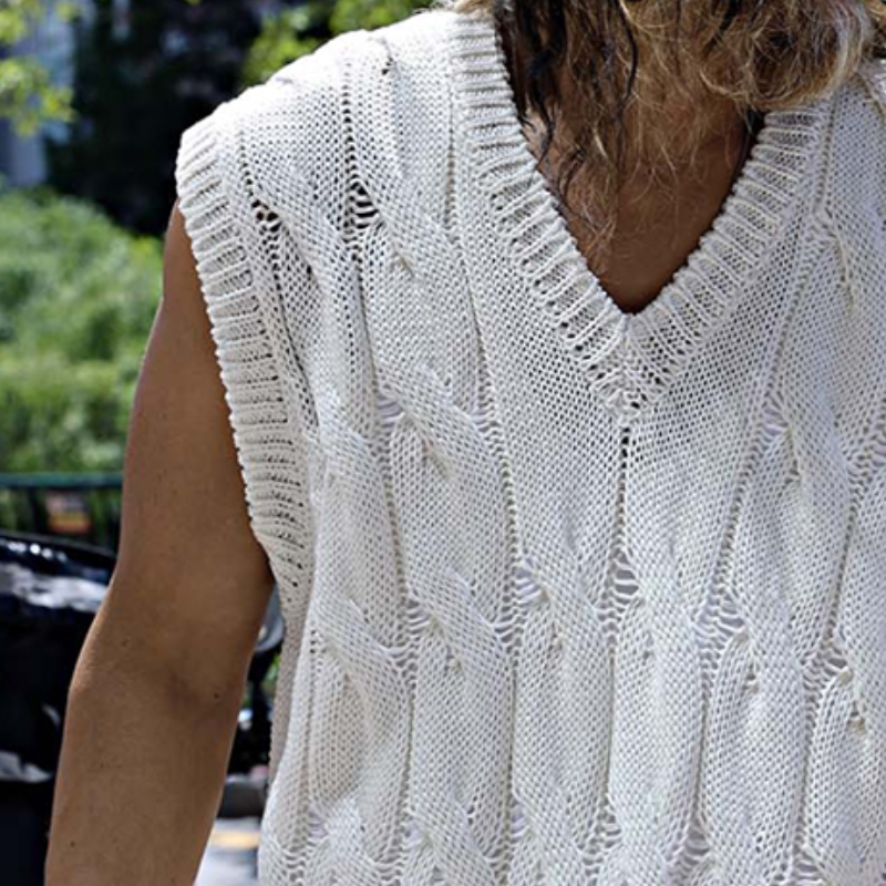 Men's Retro Casual Solid Color Knitted Crew Neck Tank Top ASW2265D3TO
