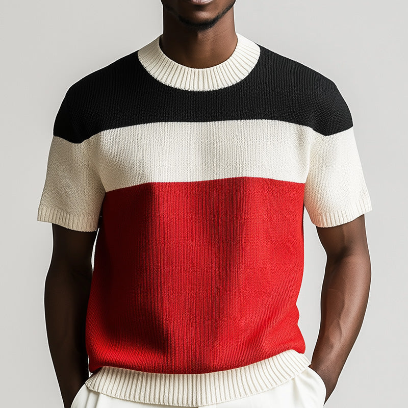 Herren Sommermode Dünnes, gestricktes, atmungsaktives Kurzarm-T-Shirt ASW2583D1P