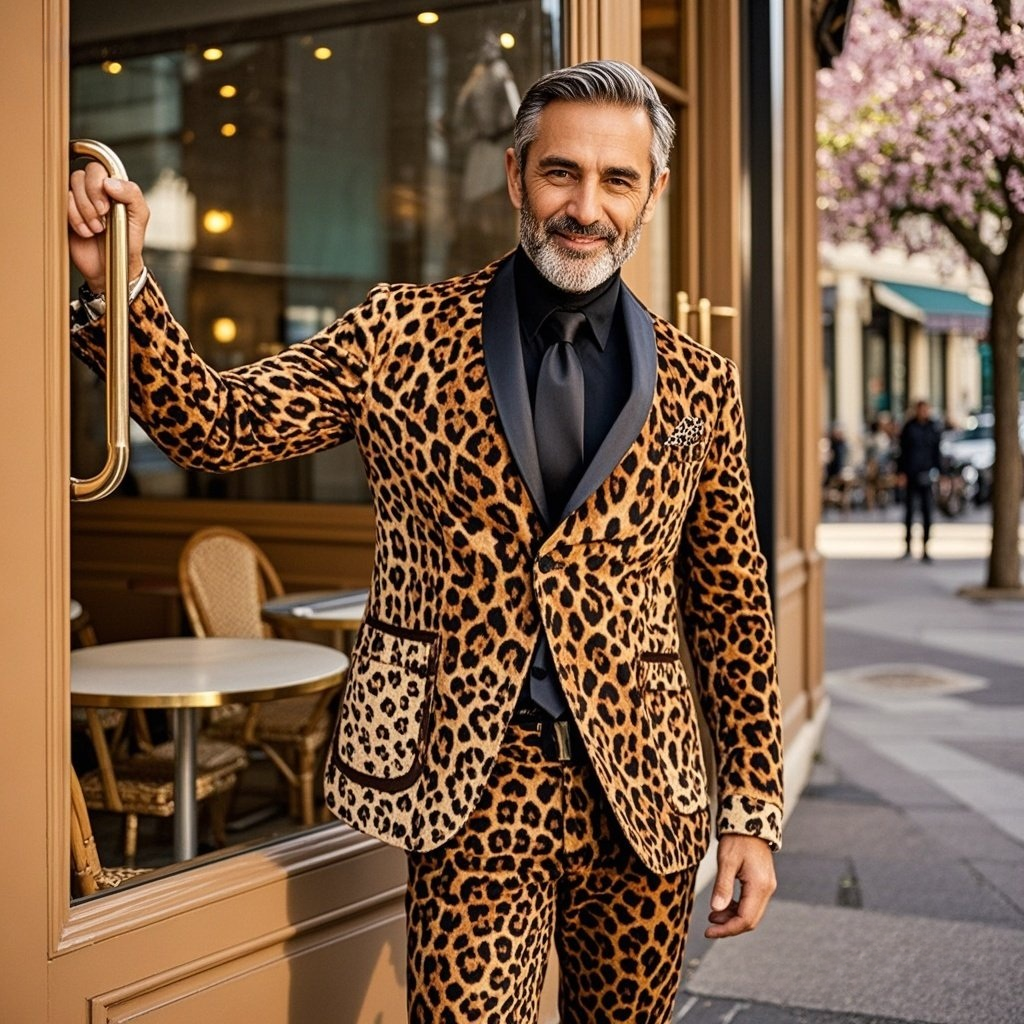 Veste décontractée à imprimé léopard pour homme