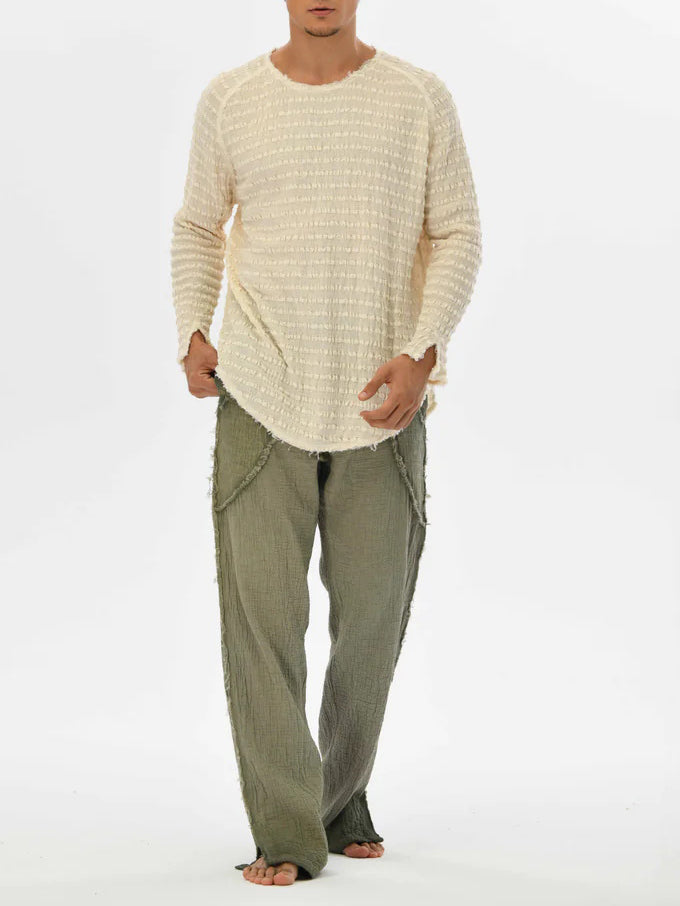 Men's fashionable and casual Bohemian-style long-sleeved T-shirt