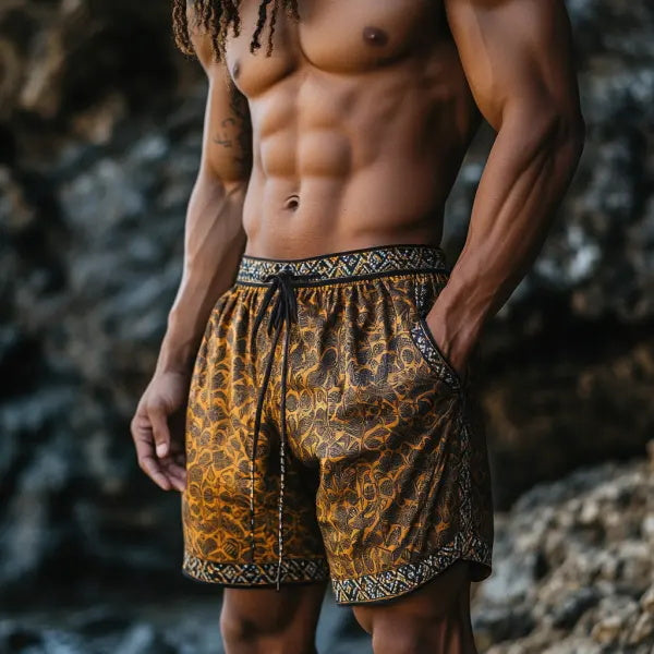 Men's Bohemian Vintage Beach Vacation Ethnic Style Casual Shorts