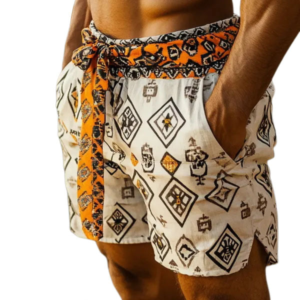 Men's Bohemian Vintage Beach Vacation Ethnic Style Casual Shorts