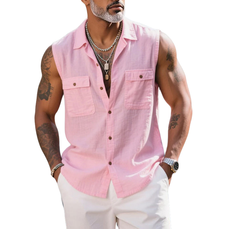 Men's fashionable and casual pink shirt