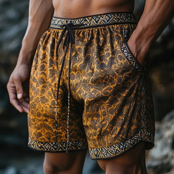 Men's Bohemian Vintage Beach Vacation Ethnic Style Casual Shorts