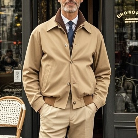 Veste à revers kaki décontractée et tendance pour homme