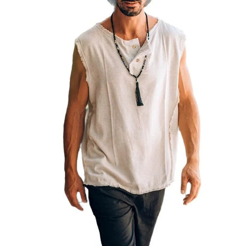 A loose and versatile vest with a fringed design for men
