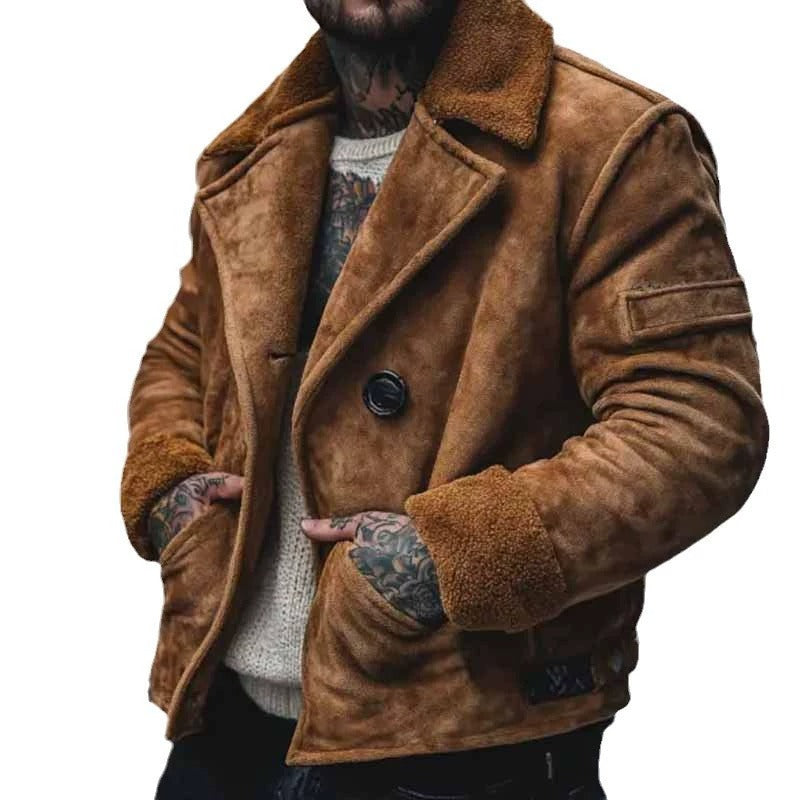 Modische lässige Herrenjacke aus braunem Wildleder
