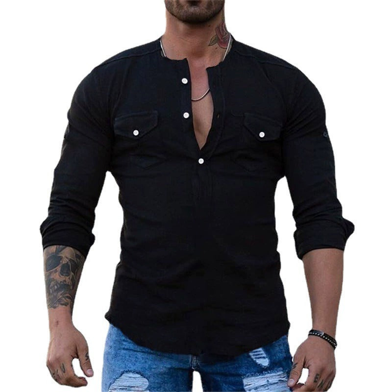 Men's fashionable and casual long-sleeved shirt