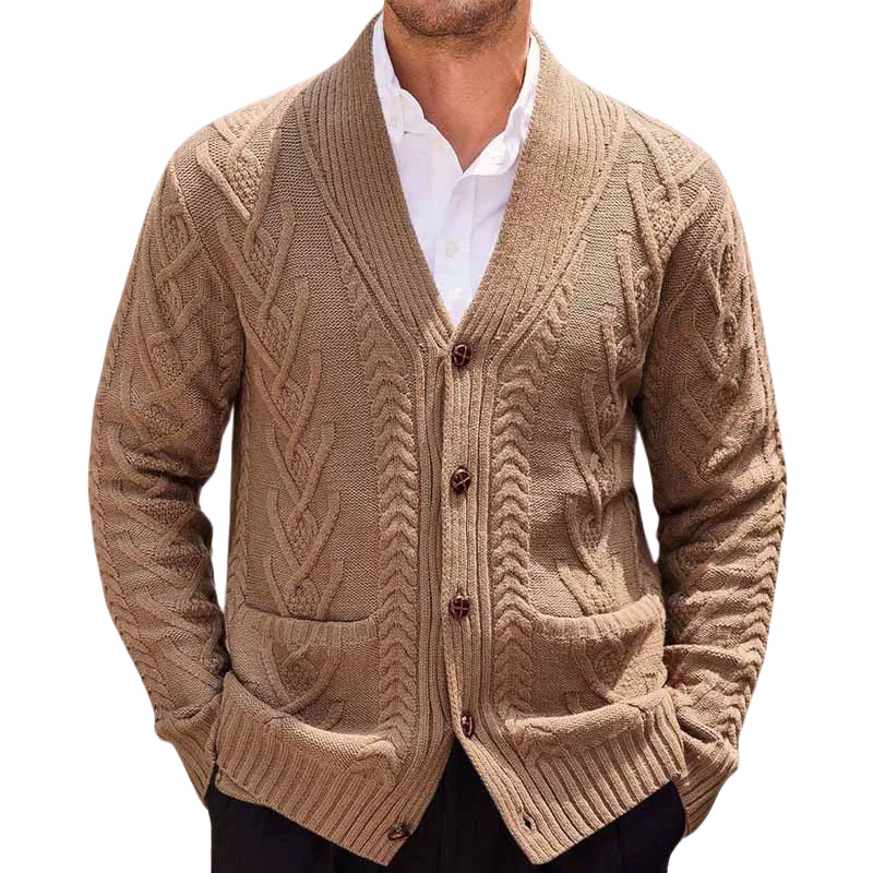 Pull boutonné décontracté et tendance pour homme, couleur unie