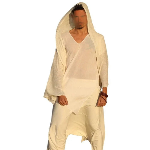 A fashionable and casual white cape for men