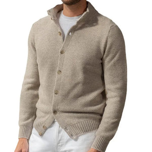 Men's fashionable casual solid-color button sweater