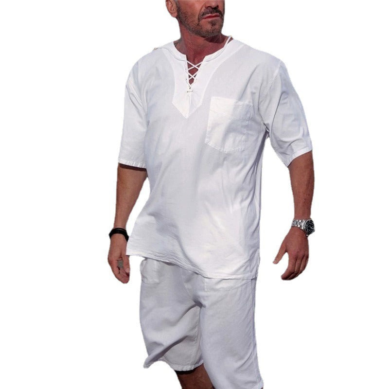 Ensemble deux pièces à manches courtes pour homme, à la mode et décontracté