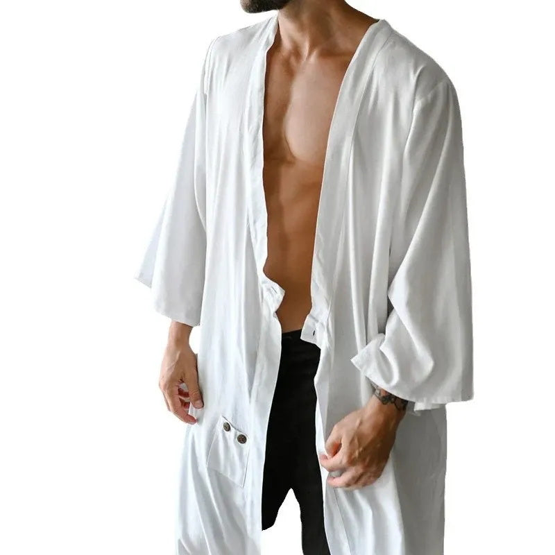Men's solid-color trendy button spring and summer shirts