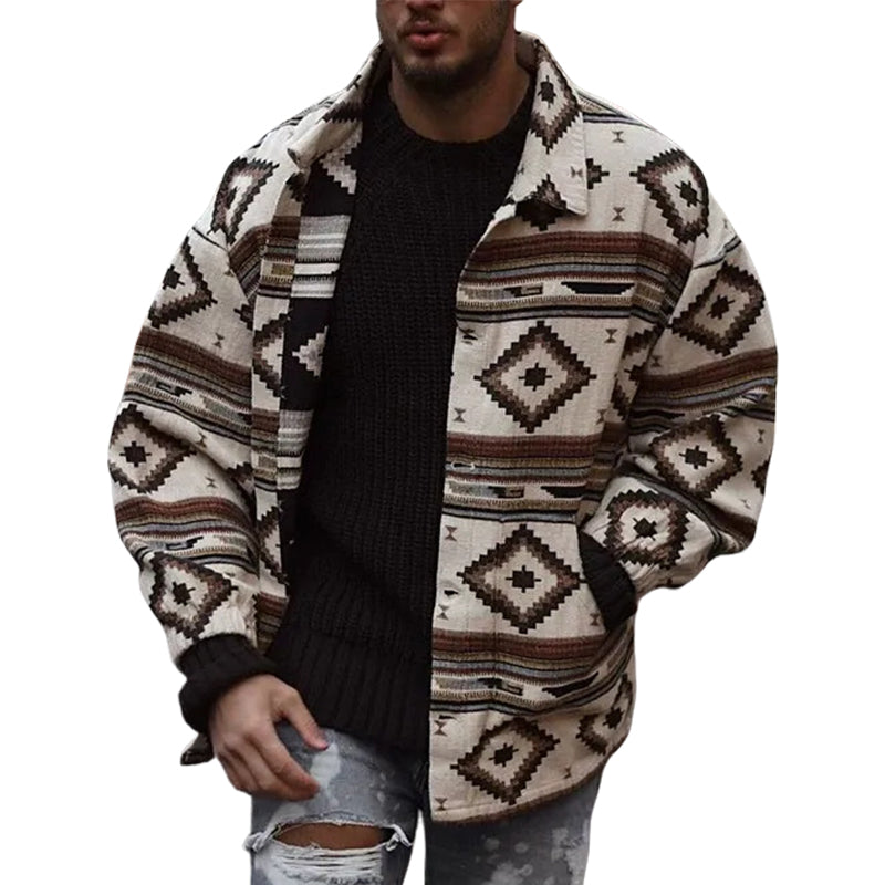 Veste décontractée à imprimé géométrique pour homme