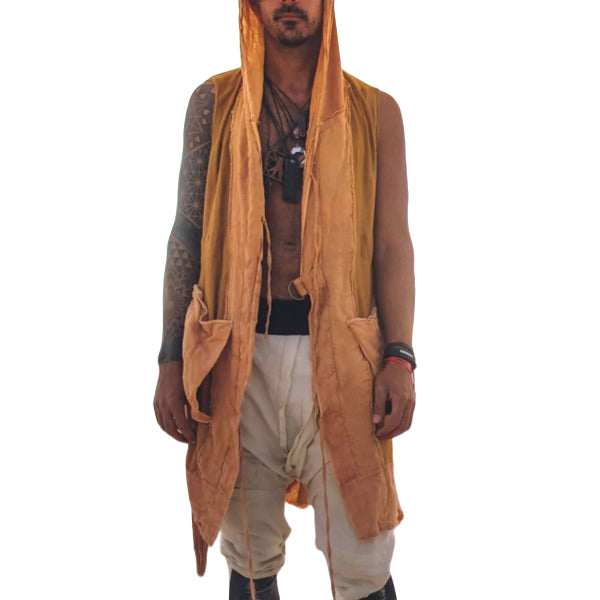 Men's fashionable casual Bohemian-style ginger yellow robe
