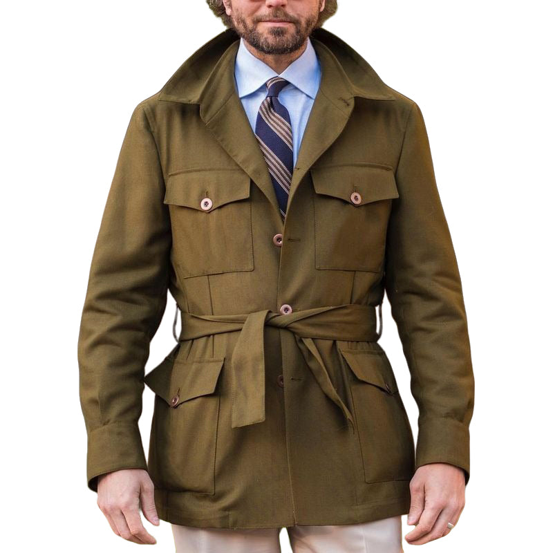 Herren mittellanger, schmaler, großer Windbreaker-Freizeitmantel