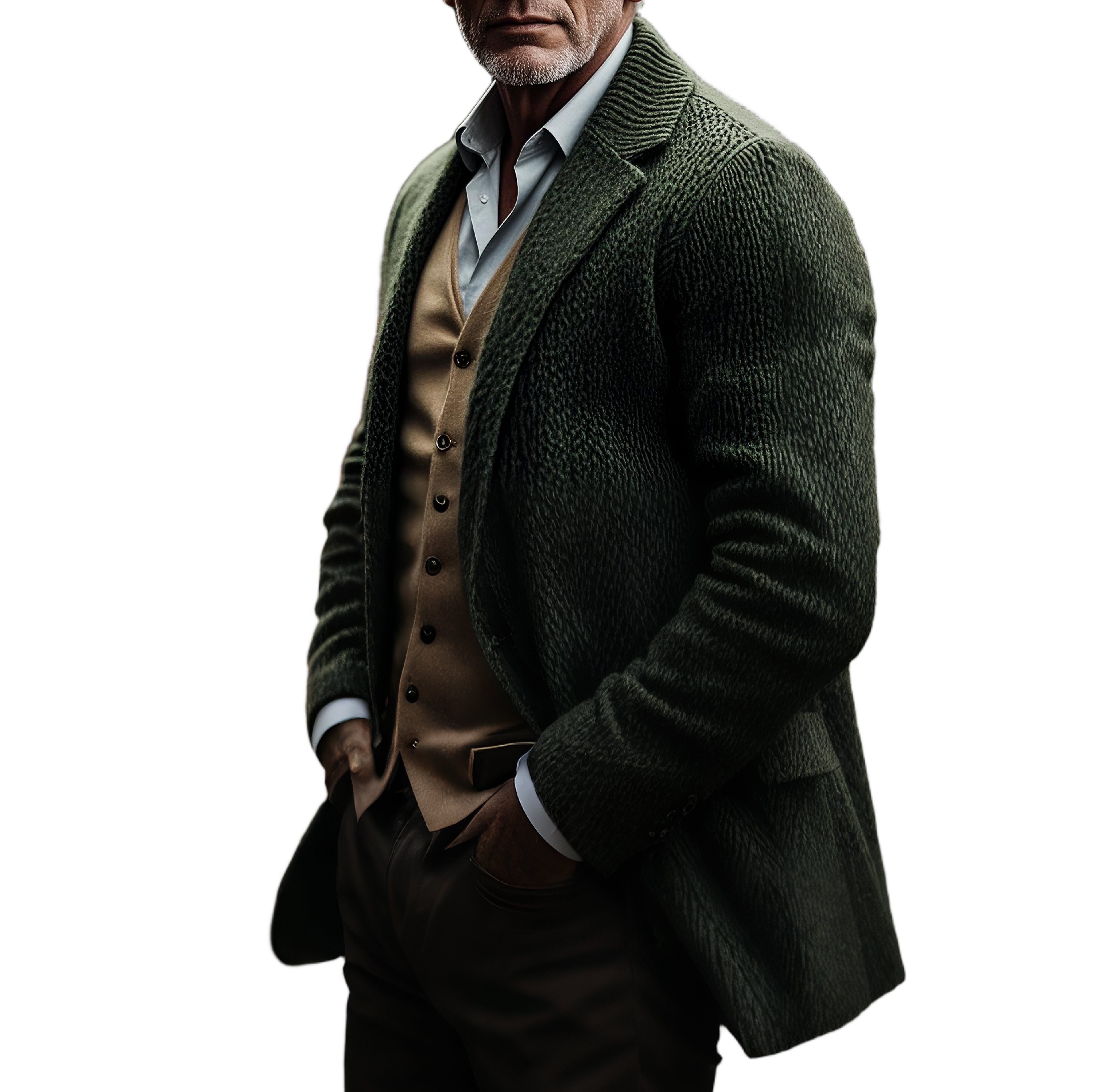 Men's fashionable casual dark green jacket