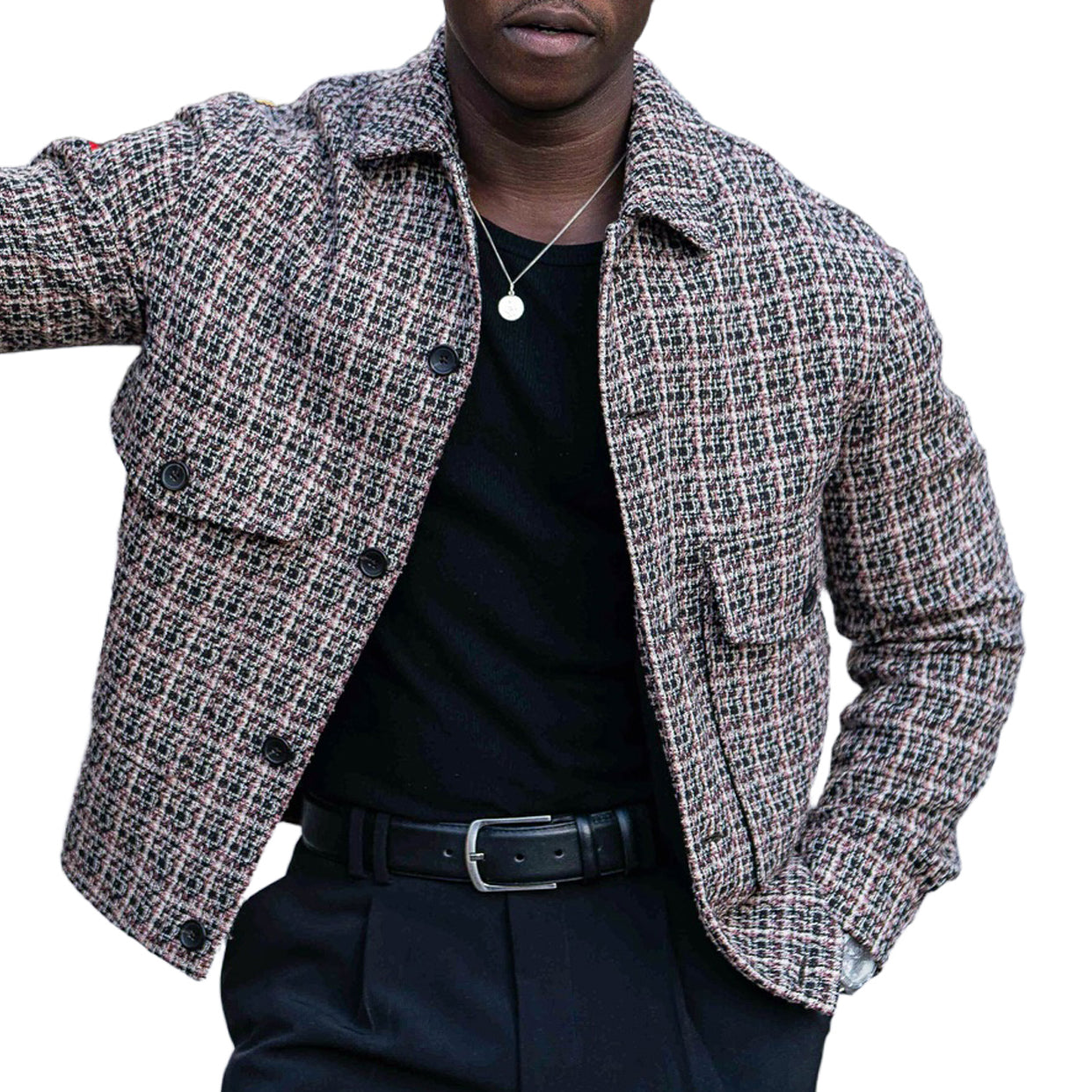 Veste décontractée à imprimé géométrique pour homme
