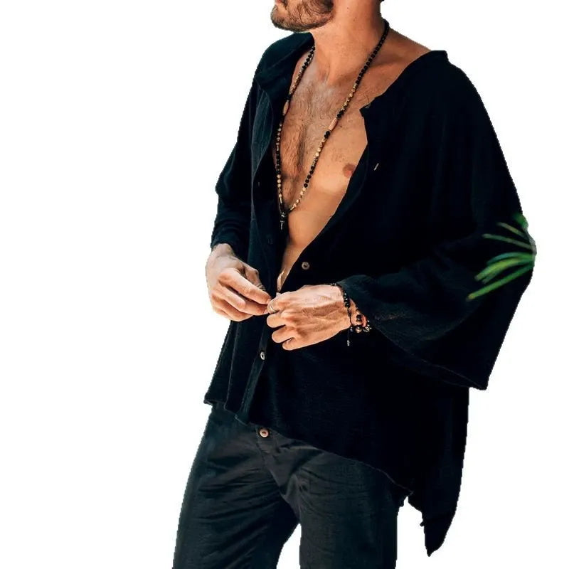 Men's vacation fashion button-down shirt top