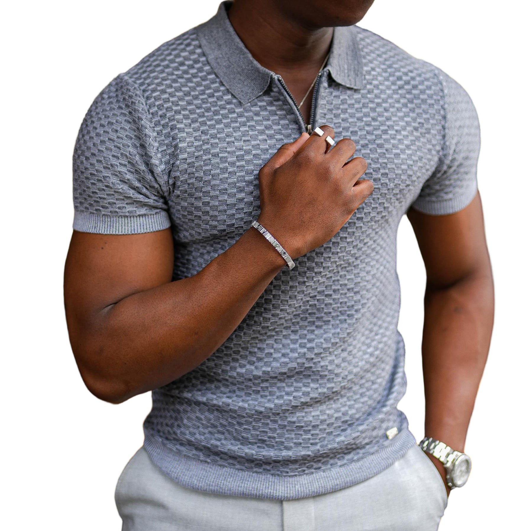 Modisches, lässiges Poloshirt für Herren mit geometrischem Aufdruck