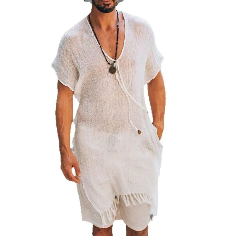 Herren-Smock-Top im Strandstil