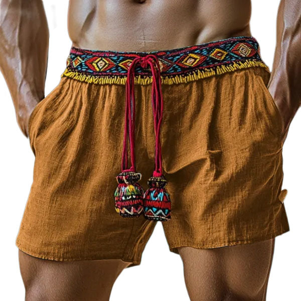 Men's Ethnic Casual Holiday Linen Shorts