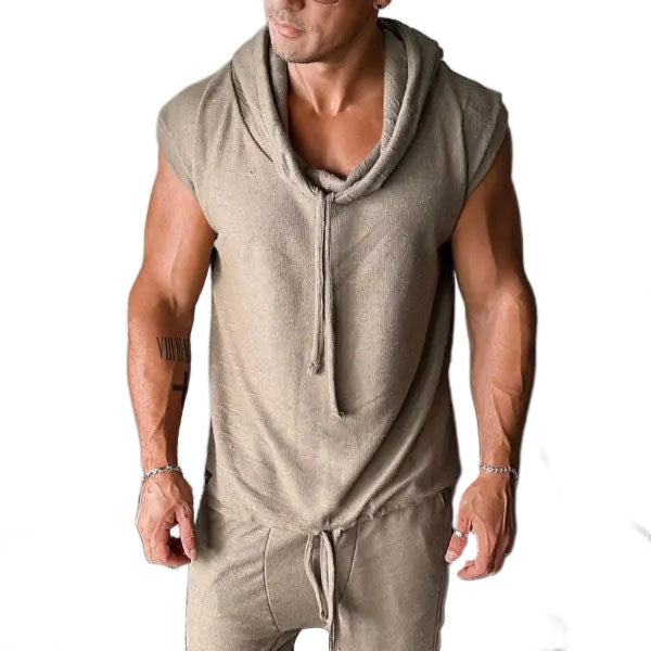 Fitness-Tanktop mit Kapuze und Ärmeln 