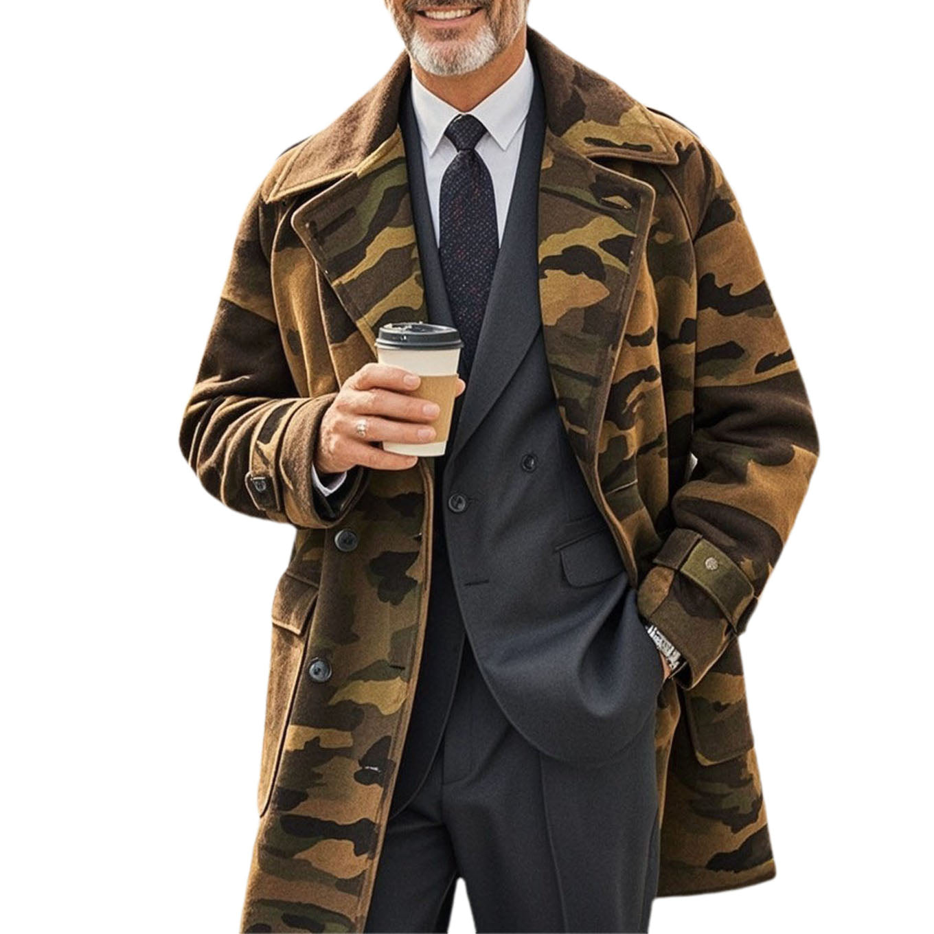 Men's fashionable casual camouflage lapel coat