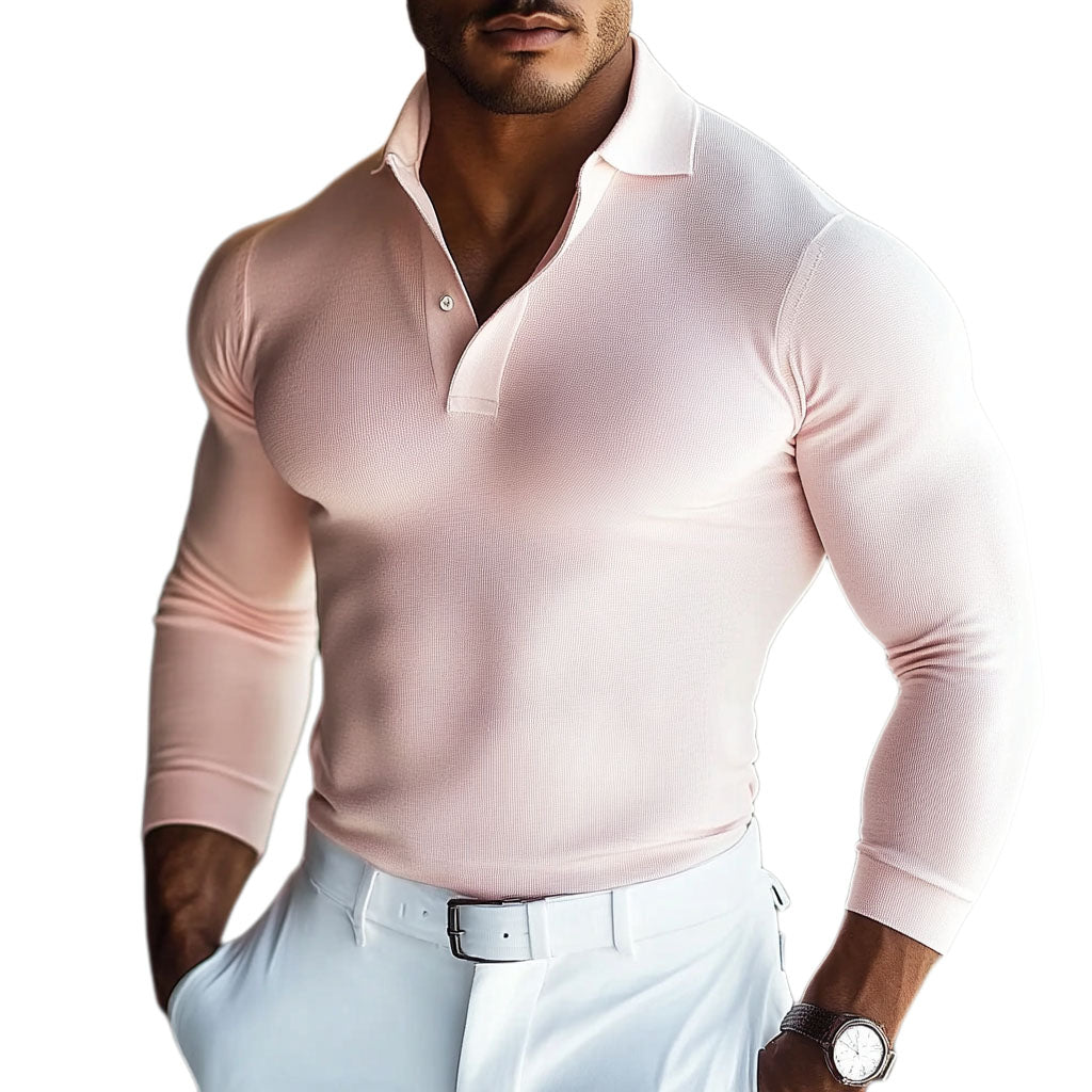 Modisches, lässiges, enges hellrosa Poloshirt für Herren