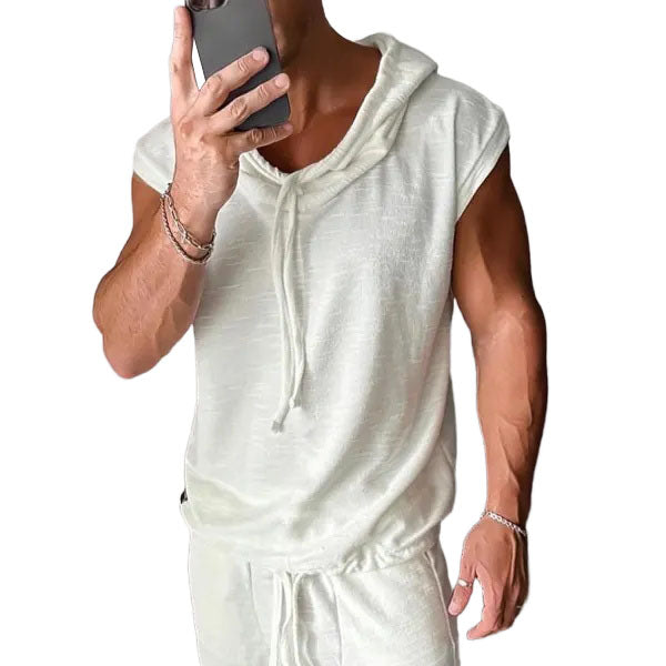 Fitness-Tanktop mit Kapuze und Ärmeln 