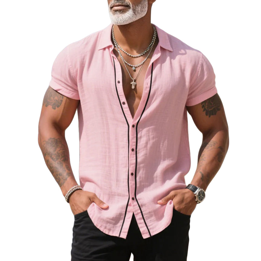Men's fashionable and casual pink shirt