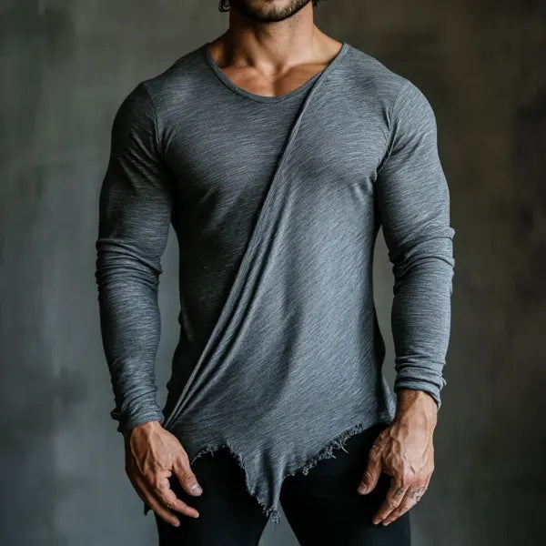 Men's Casual Round Neck Collar Comfortable And Breathable Long-sleeved T-shirt