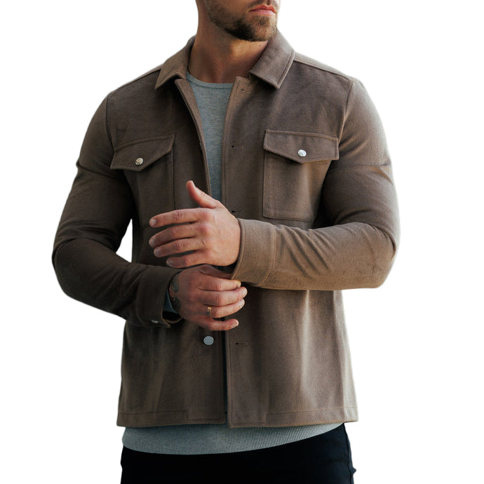 Suede Feel Button Up Jacket
